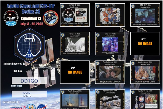 ARISS SSTV Series 28 Mission 73 vom 14. bis 20. Juli mit Apollo-Sojus-Mission und STS 51F