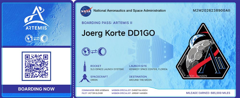 Artemis II Boarding Pass